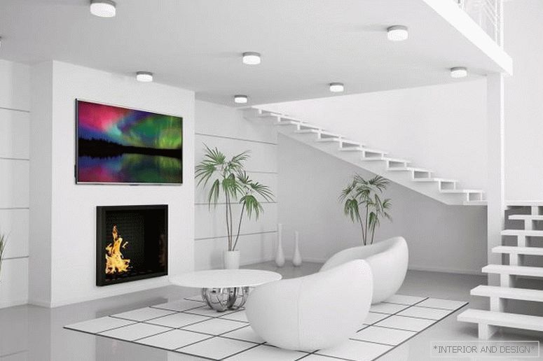 Bílá barva v designu obývacího pokoje - foto 4