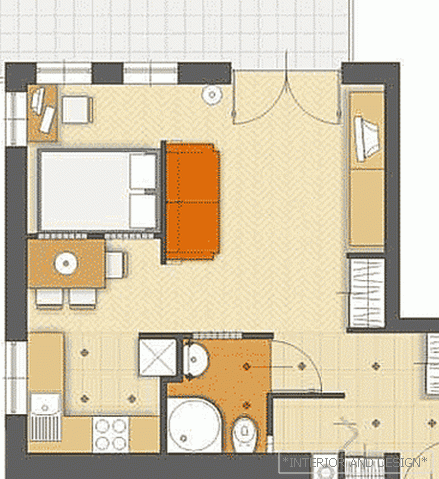 designový projekt jednopokojového bytu 3