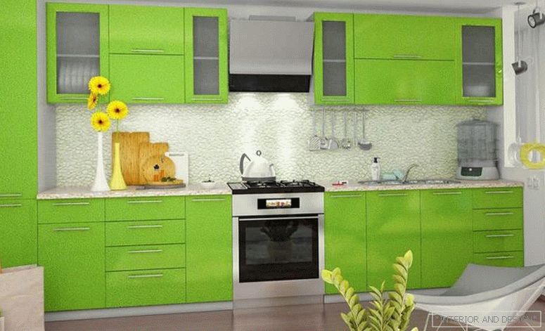 Fotografie kuchyně v světle zelené barvě 1
