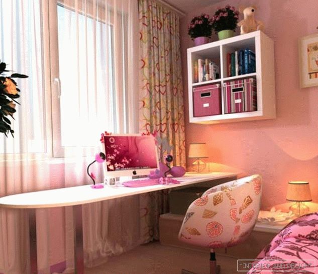 Návrh růžové dětské ložnice