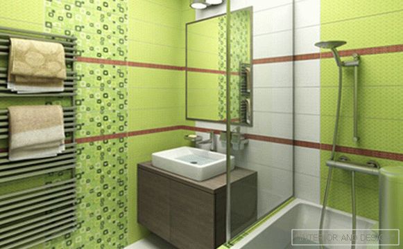 Dlaždice zelená v interiéru koupelny - 1