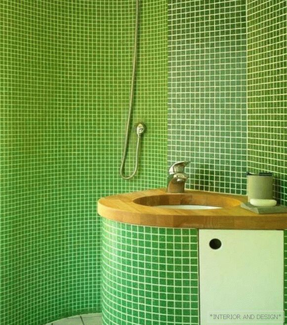 Dlaždice zelená v interiéru koupelny - 2