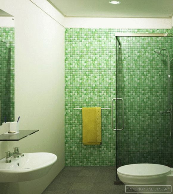 Dlaždice zelená v interiéru koupelny - 5