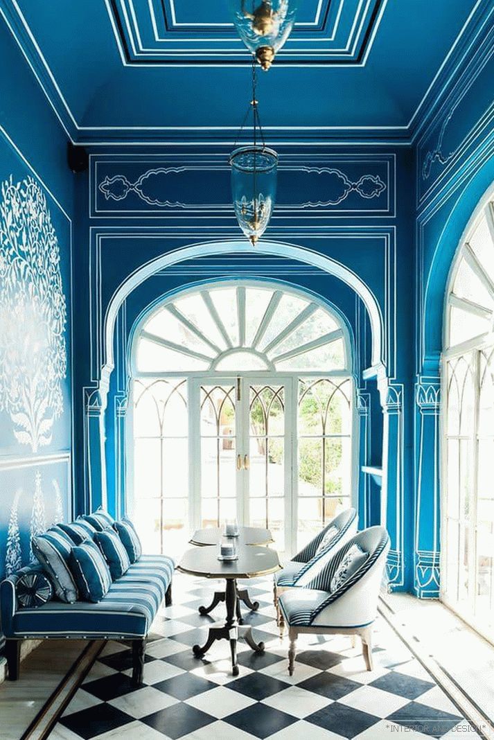 Modrá barva v interiéru 5